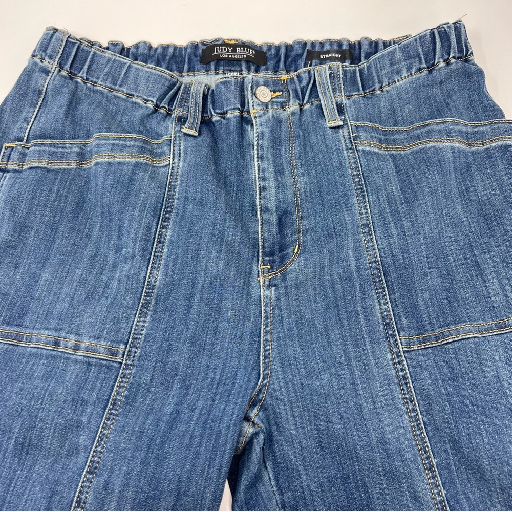 Judy Blue High Waist Elastic Waist Vintage Straight Leg Jeans Size 15/32 - Picture 3 of 9